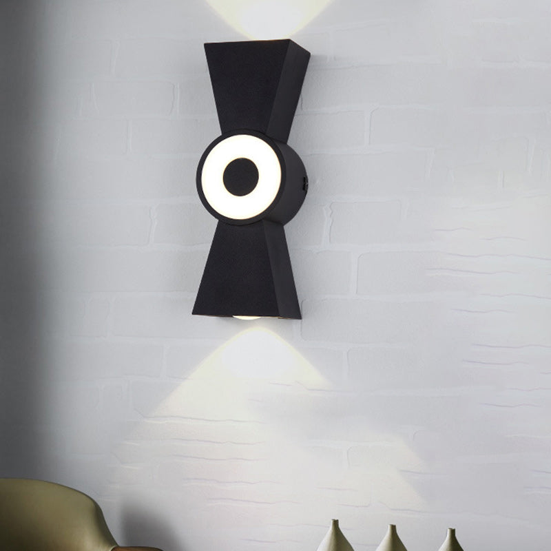 Modern Minimalist Aluminum Hourglass Shade Up And Down Illuminated LED Wall Sconce Lamp For Bedroom