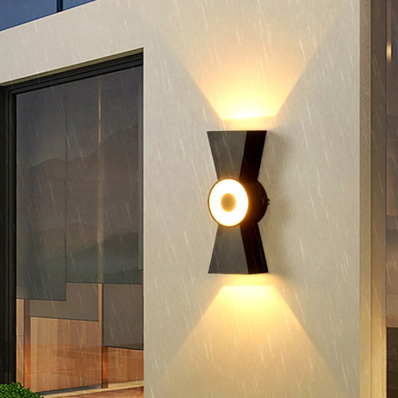 Modern Minimalist Aluminum Hourglass Shade Up And Down Illuminated LED Wall Sconce Lamp For Bedroom