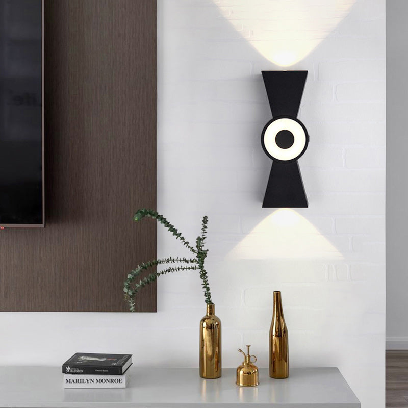 Modern Minimalist Aluminum Hourglass Shade Up And Down Illuminated LED Wall Sconce Lamp For Bedroom