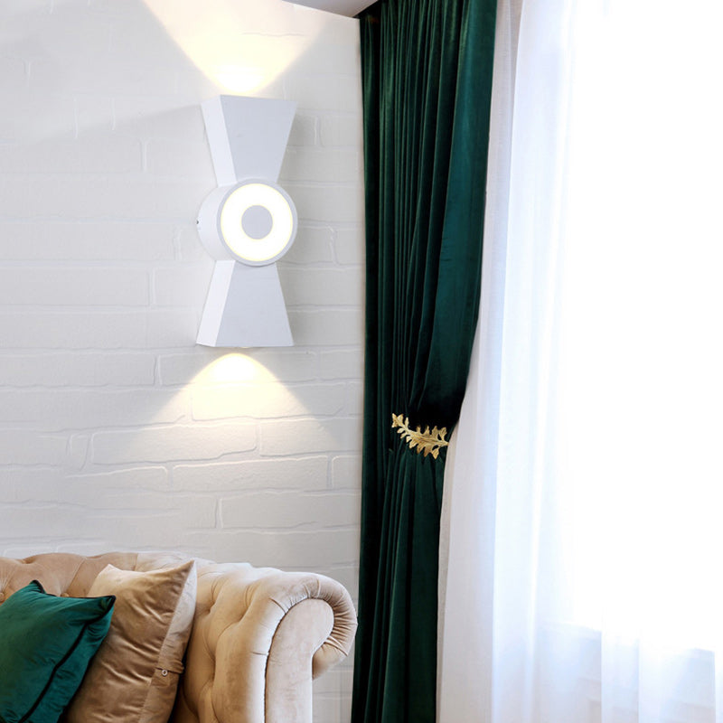 Modern Minimalist Aluminum Hourglass Shade Up And Down Illuminated LED Wall Sconce Lamp For Bedroom