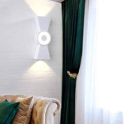 Modern Minimalist Aluminum Hourglass Shade Up And Down Illuminated LED Wall Sconce Lamp For Bedroom