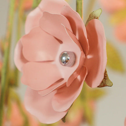 Modern Art Deco Hardware Flower Decoration Glass Shade 1-Light Pendant Light For Bedroom