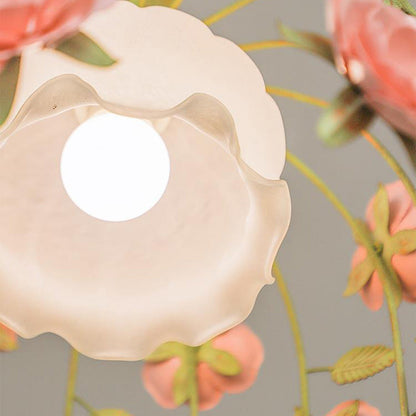 Modern Art Deco Hardware Flower Decoration Glass Shade 1-Light Pendant Light For Bedroom