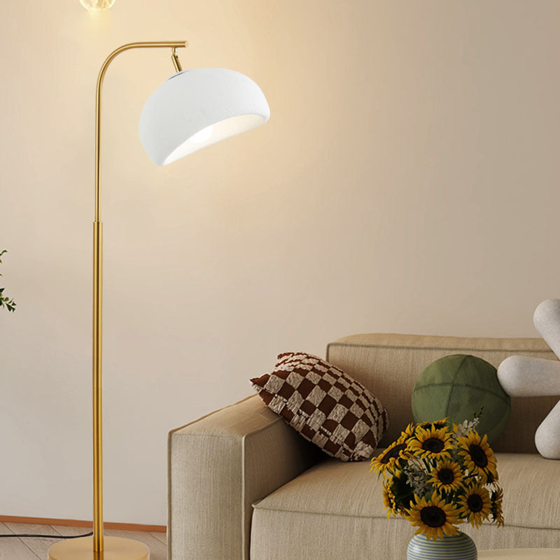Contemporary Nordic High-Density Polystyrene Round Shade Hardware 1-Light Standing Floor Lamp For Bedroom