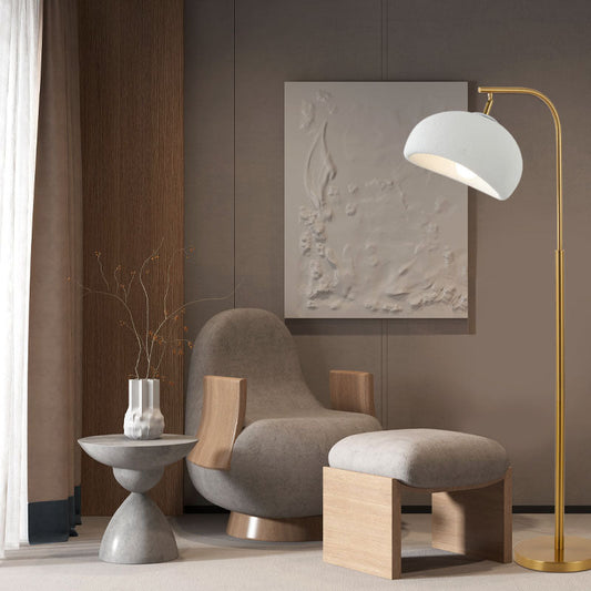 Contemporary Nordic High-Density Polystyrene Round Shade Hardware 1-Light Standing Floor Lamp For Bedroom