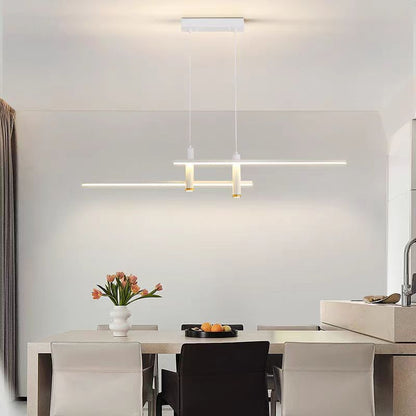 Modern Minimalist Iron Silicone Long Strip LED Island Light Pendant Light For Living Room