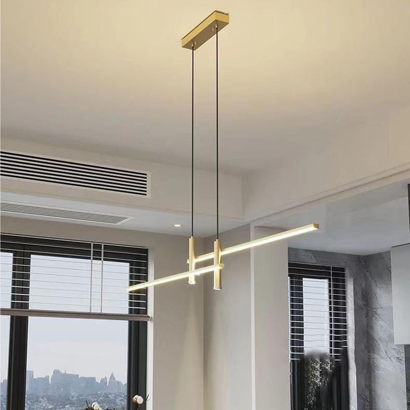 Modern Minimalist Iron Silicone Long Strip LED Island Light Pendant Light For Living Room