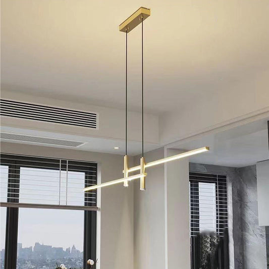 Modern Minimalist Iron Silicone Long Strip LED Island Light Pendant Light For Living Room