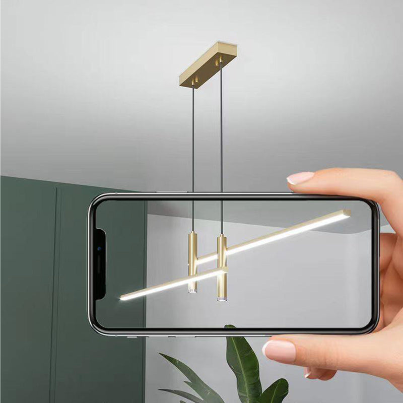 Modern Minimalist Iron Silicone Long Strip LED Island Light Pendant Light For Living Room