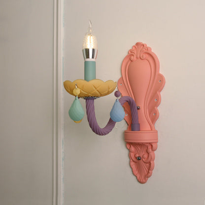 Contemporary Creative Macaron Colored Candlestick Aluminum Glass 1/2-Light Wall Sconce Lamp For Bedroom