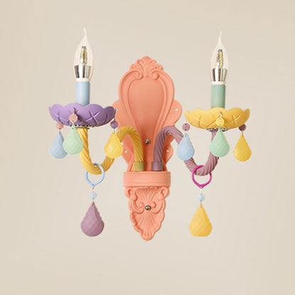 Contemporary Creative Macaron Colored Candlestick Aluminum Glass 1/2-Light Wall Sconce Lamp For Bedroom