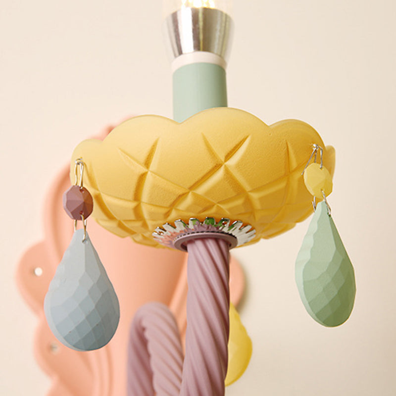 Contemporary Creative Macaron Colored Candlestick Aluminum Glass 1/2-Light Wall Sconce Lamp For Bedroom