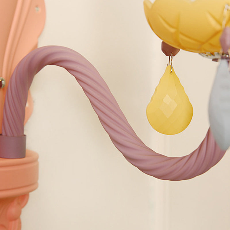 Contemporary Creative Macaron Colored Candlestick Aluminum Glass 1/2-Light Wall Sconce Lamp For Bedroom