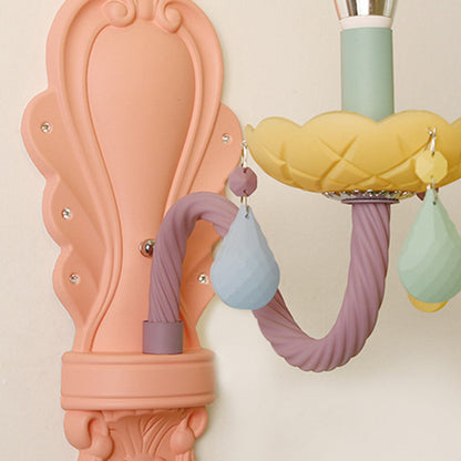 Contemporary Creative Macaron Colored Candlestick Aluminum Glass 1/2-Light Wall Sconce Lamp For Bedroom