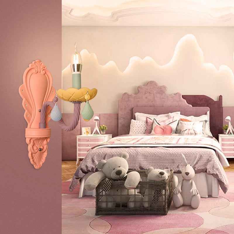 Contemporary Creative Macaron Colored Candlestick Aluminum Glass 1/2-Light Wall Sconce Lamp For Bedroom