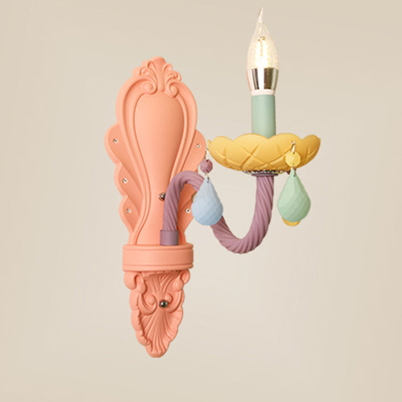 Contemporary Creative Macaron Colored Candlestick Aluminum Glass 1/2-Light Wall Sconce Lamp For Bedroom