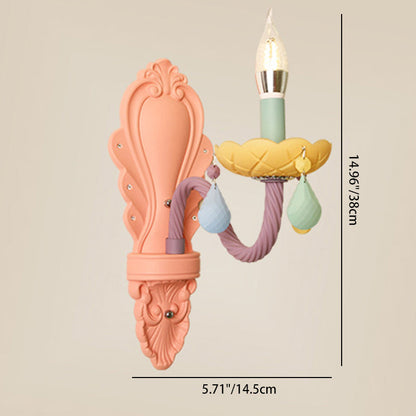 Contemporary Creative Macaron Colored Candlestick Aluminum Glass 1/2-Light Wall Sconce Lamp For Bedroom