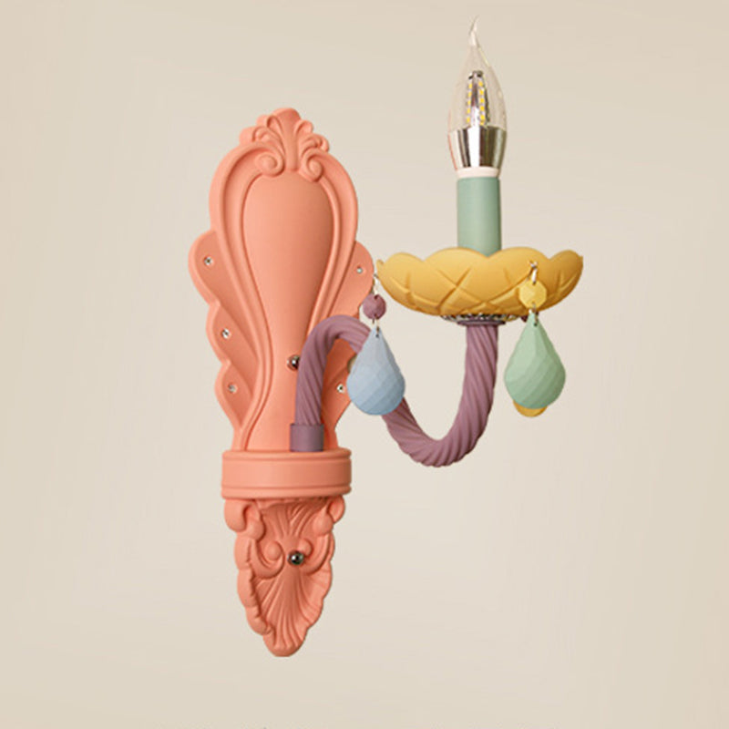 Contemporary Creative Macaron Colored Candlestick Aluminum Glass 1/2-Light Wall Sconce Lamp For Bedroom