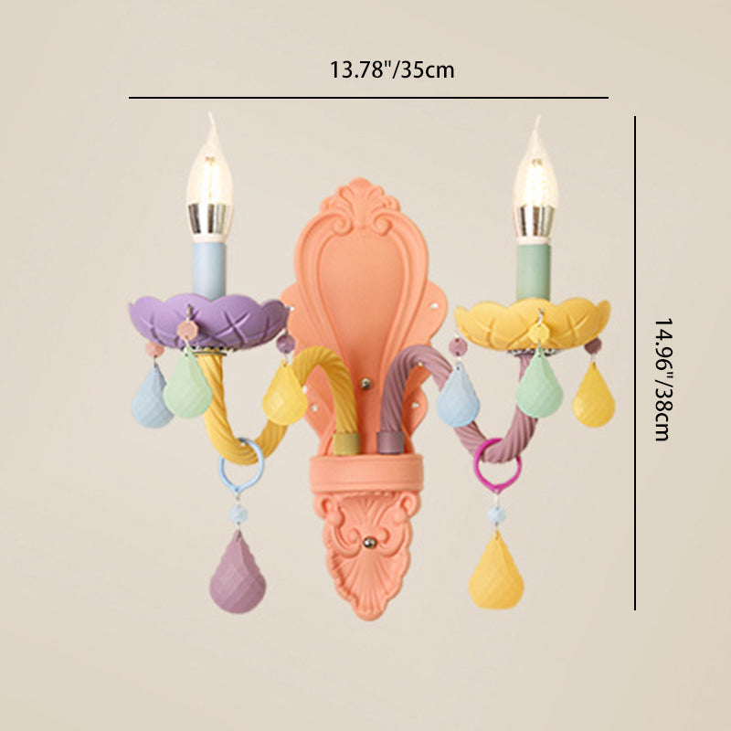 Contemporary Creative Macaron Colored Candlestick Aluminum Glass 1/2-Light Wall Sconce Lamp For Bedroom