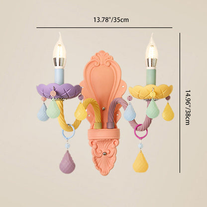 Contemporary Creative Macaron Colored Candlestick Aluminum Glass 1/2-Light Wall Sconce Lamp For Bedroom