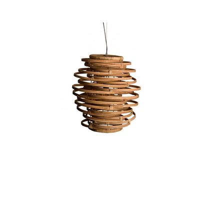 Traditional Rustic Entangled Rattan Weaving Circular Ring 1-Light Pendant Light For Living Room