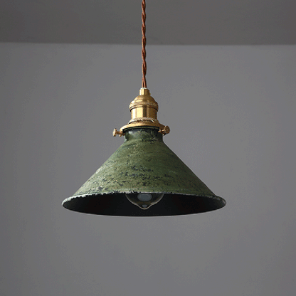 Modern Shabby Distressed Iron Bell Shade Brass 1-Light Pendant Light For Living Room