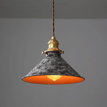 Modern Shabby Distressed Iron Bell Shade Brass 1-Light Pendant Light For Living Room