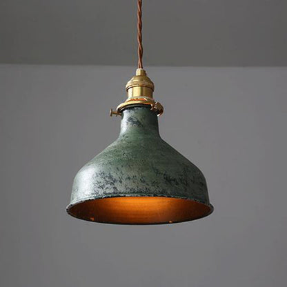 Modern Shabby Distressed Iron Bell Shade Brass 1-Light Pendant Light For Living Room