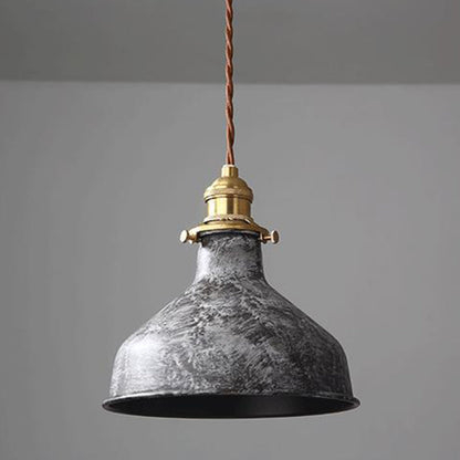 Modern Shabby Distressed Iron Bell Shade Brass 1-Light Pendant Light For Living Room