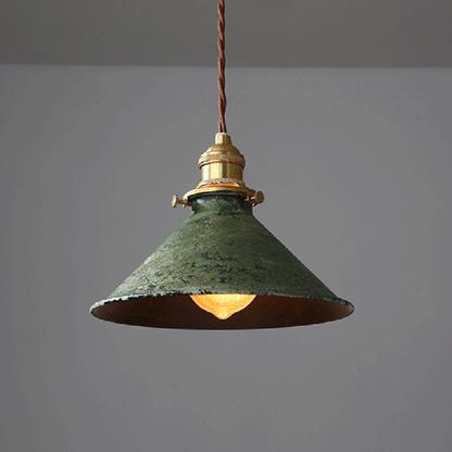 Modern Shabby Distressed Iron Bell Shade Brass 1-Light Pendant Light For Living Room