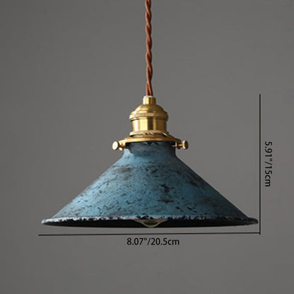 Modern Shabby Distressed Iron Bell Shade Brass 1-Light Pendant Light For Living Room