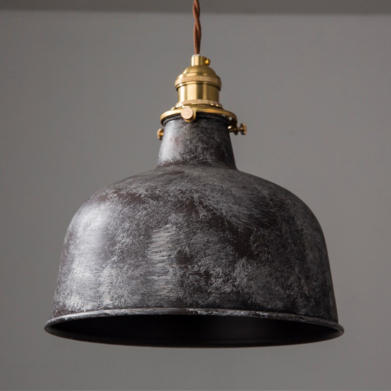 Modern Shabby Distressed Iron Bell Shade Brass 1-Light Pendant Light For Living Room
