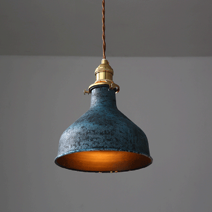 Modern Shabby Distressed Iron Bell Shade Brass 1-Light Pendant Light For Living Room