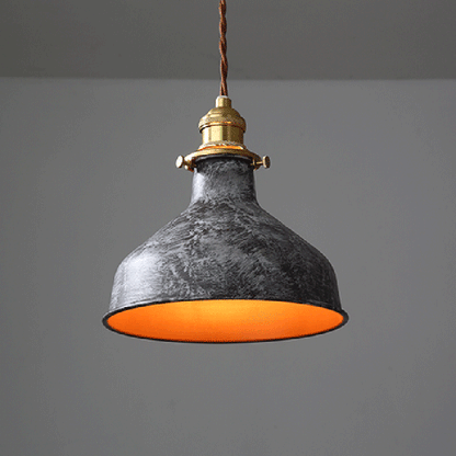 Modern Shabby Distressed Iron Bell Shade Brass 1-Light Pendant Light For Living Room