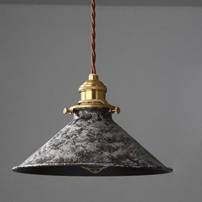 Modern Shabby Distressed Iron Bell Shade Brass 1-Light Pendant Light For Living Room
