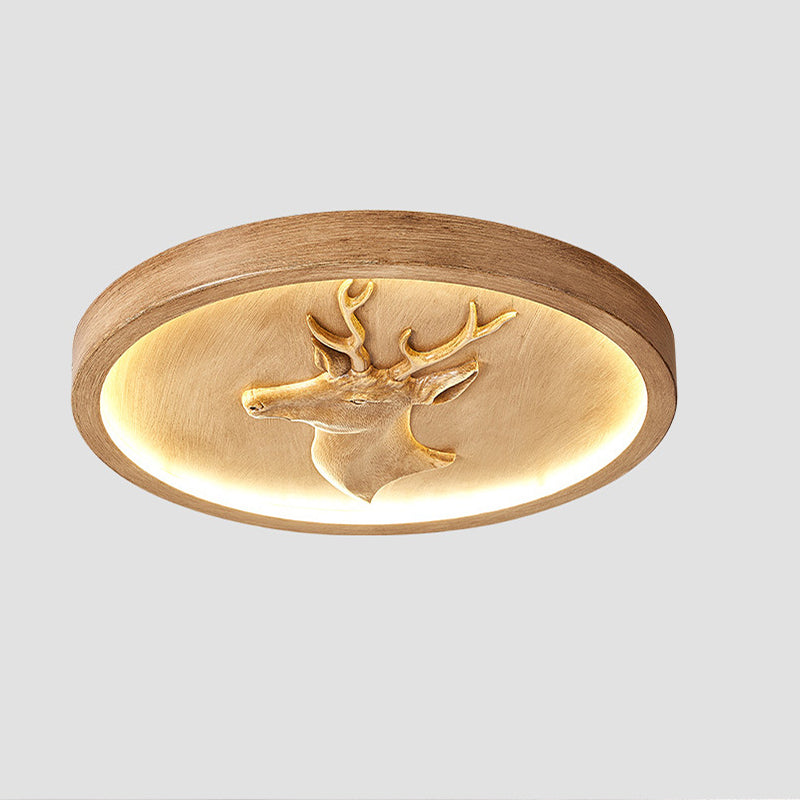 Modern Eclectic Resin Antler Acrylic Round LED Flush Mount Ceiling Light For Bedroom