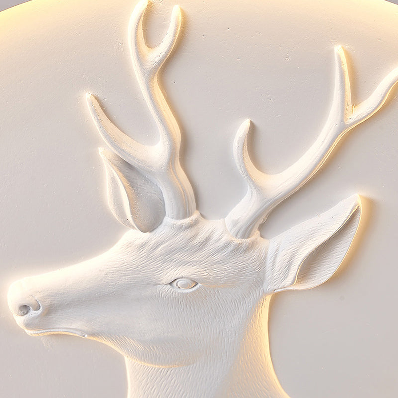 Modern Eclectic Resin Antler Acrylic Round LED Flush Mount Ceiling Light For Bedroom