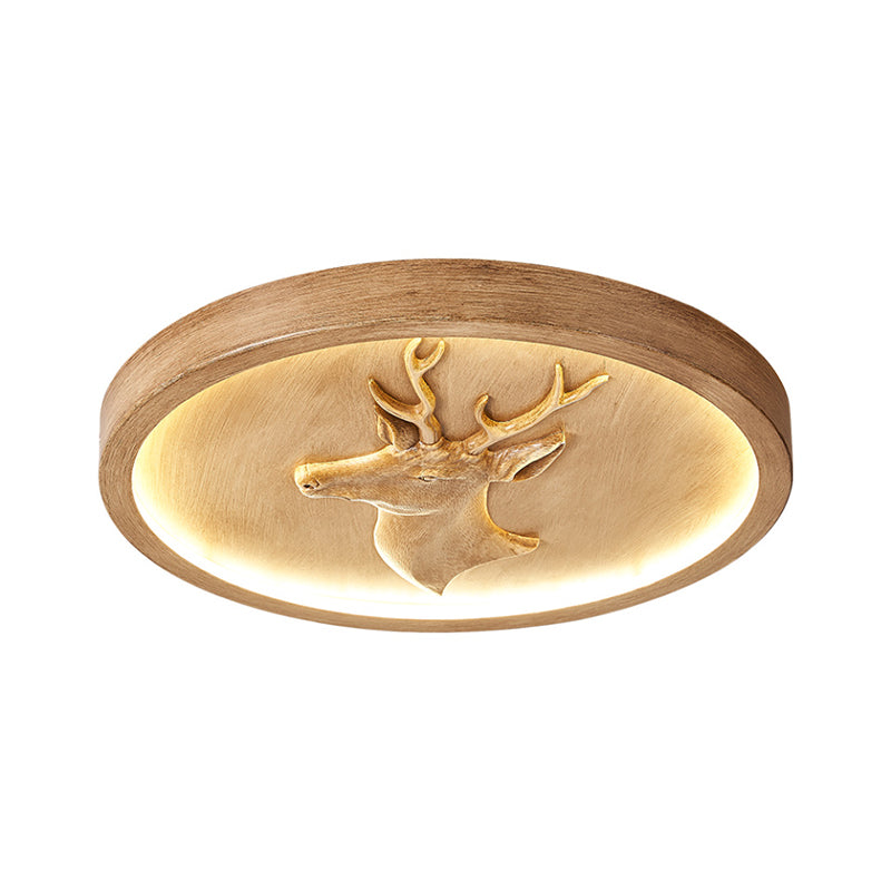 Modern Eclectic Resin Antler Acrylic Round LED Flush Mount Ceiling Light For Bedroom