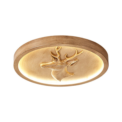 Modern Eclectic Resin Antler Acrylic Round LED Flush Mount Ceiling Light For Bedroom