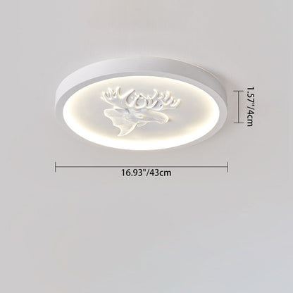 Modern Eclectic Resin Antler Acrylic Round LED Flush Mount Ceiling Light For Bedroom