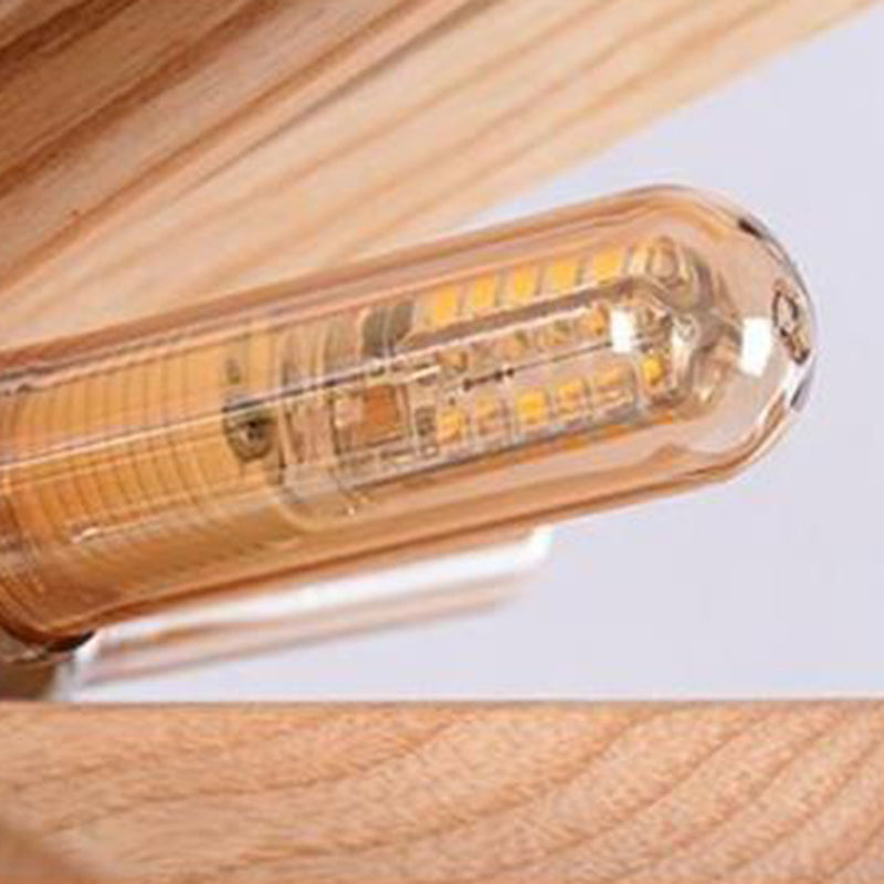 Contemporary Creative Dandelion Solid Wood Strip 10-Light Pendant Light For Living Room