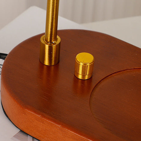 Modern Transitional Glass Ball Shade Solid Wood Hardware 1-Light Melting Wax Table Lamp For Bedside