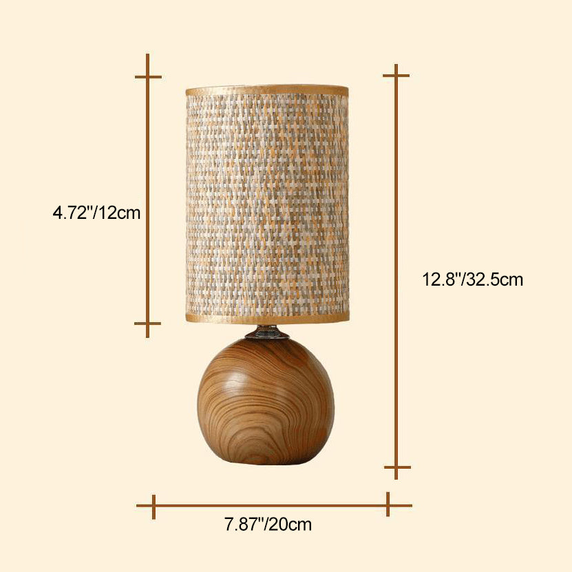 Contemporary Boho Fabric Cylinder Shade Ceramic Base 1-Light Table Lamp For Study