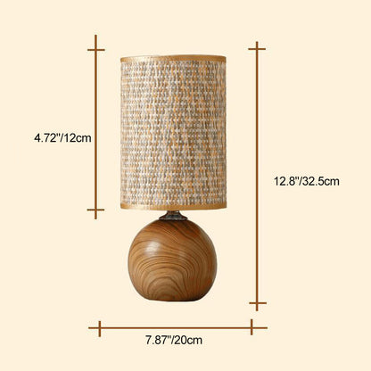 Contemporary Boho Fabric Cylinder Shade Ceramic Base 1-Light Table Lamp For Study