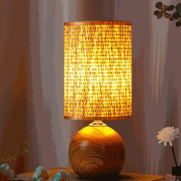 Contemporary Boho Fabric Cylinder Shade Ceramic Base 1-Light Table Lamp For Study