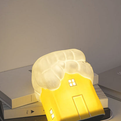 Contemporary Creative Ceramic Cute Snow House USB LED Table Lamp Night Light For Bedroom