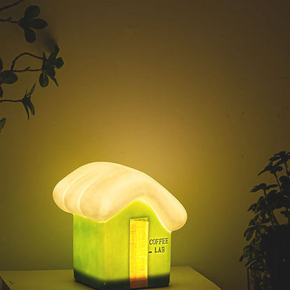 Contemporary Creative Ceramic Cute Snow House USB LED Table Lamp Night Light For Bedroom