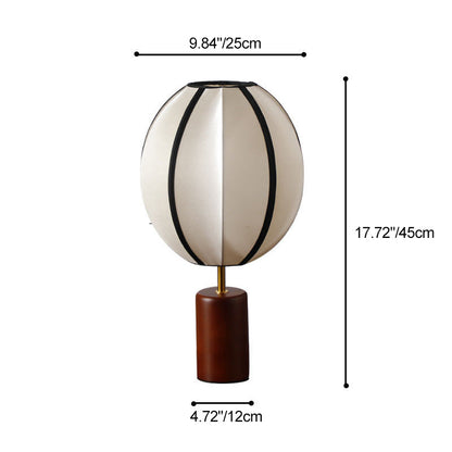 Modern Mid-Century Fabric Lantern Shade Solid Wood 1-Light Table Lamp For Study