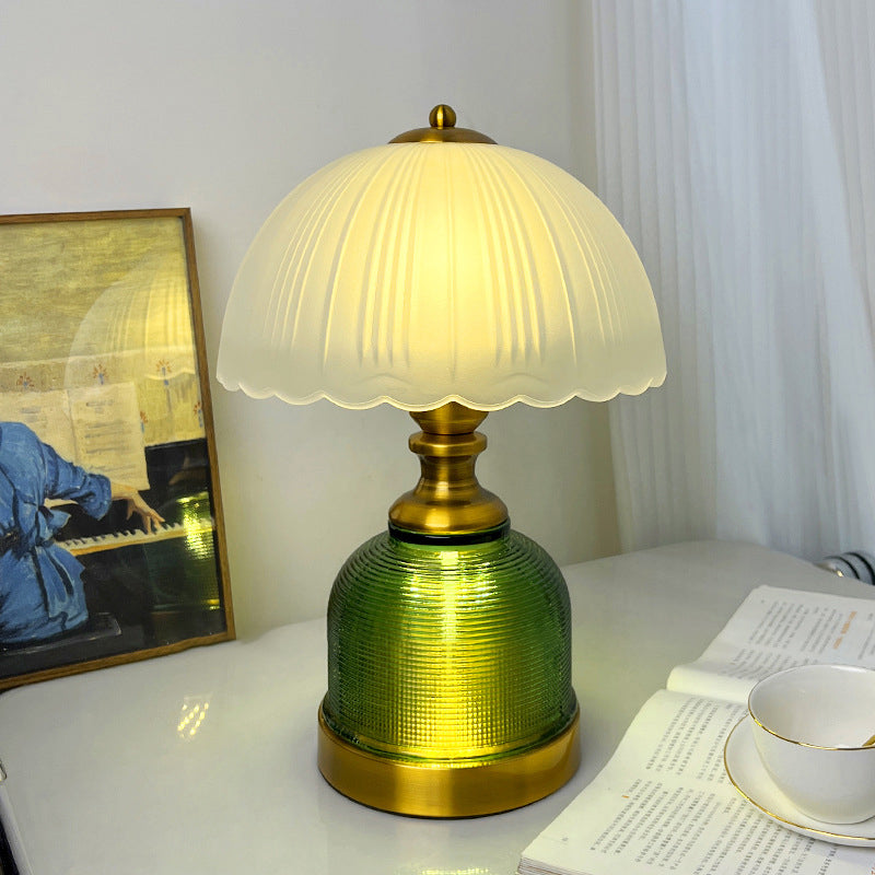 Modern Transitional Frosted Glass Dome Shade Hardware 1-Light Table Lamp For Study