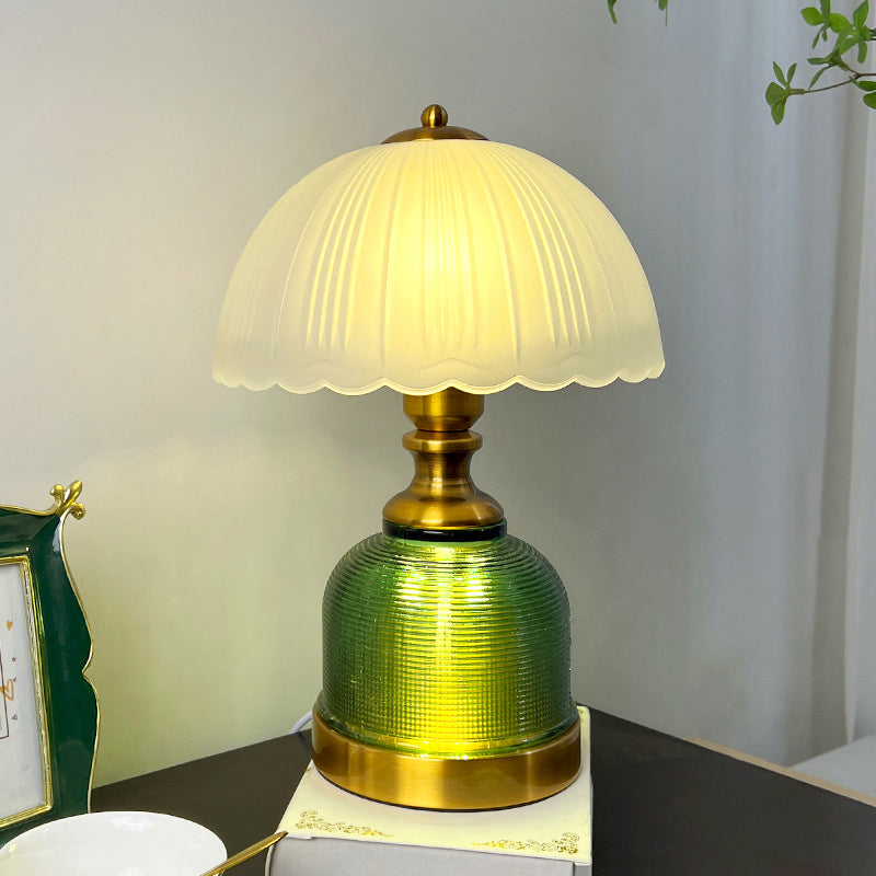Modern Transitional Frosted Glass Dome Shade Hardware 1-Light Table Lamp For Study